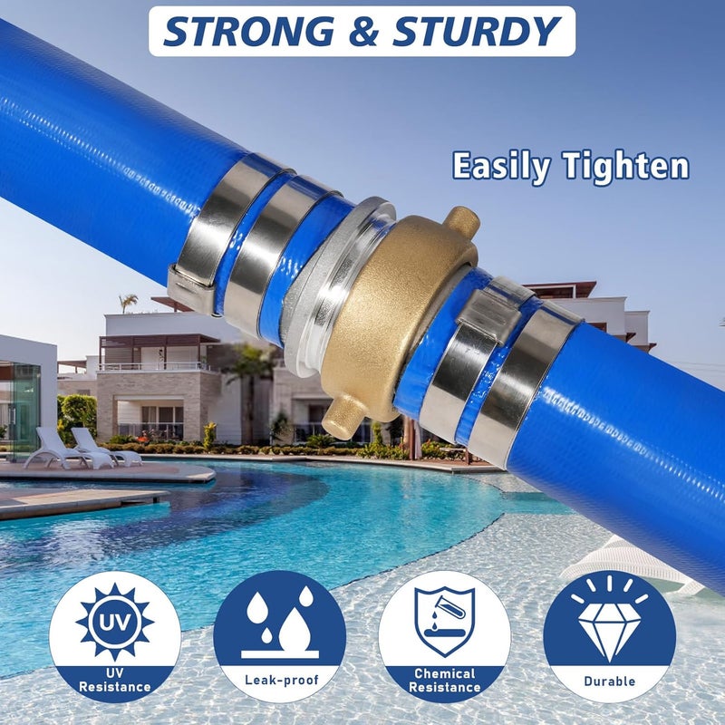 Picatu 1" x 100 ft Backwash Hose for Swimming Pools, Heavy Duty PVC Lay Flat Water Discharge Hose,Durable Pool Drain Hose with Aluminum Pin Lug Fittings for Pump And Filters - Image 4